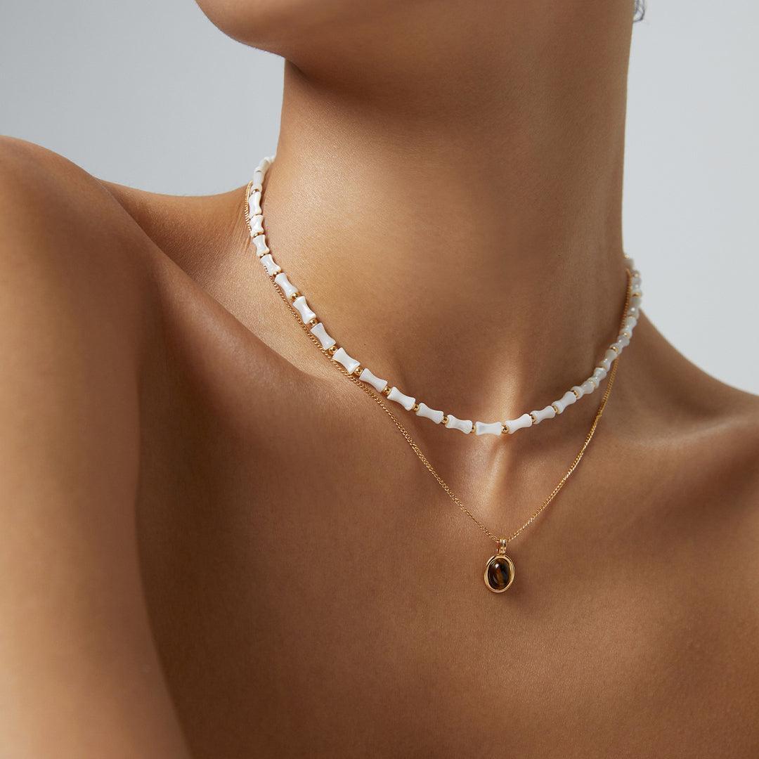 Mystic Force Tiger Eye Necklace Plated 18k Gold