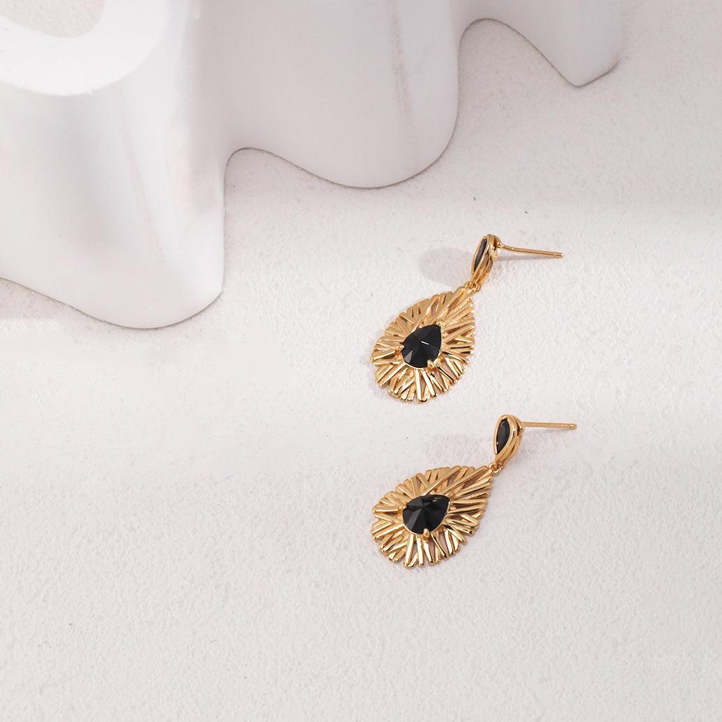 Elegant, Black Zirconia Earrings in 18k Gold-Plated Hypoallergenic Women's Jewelry | LAYUMI