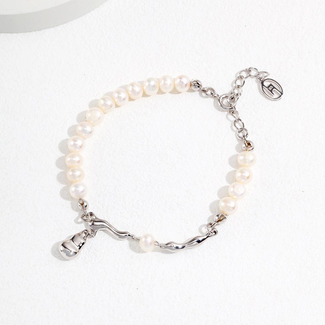 Baroque Pearl Pendant Bracelet 18K gold plated