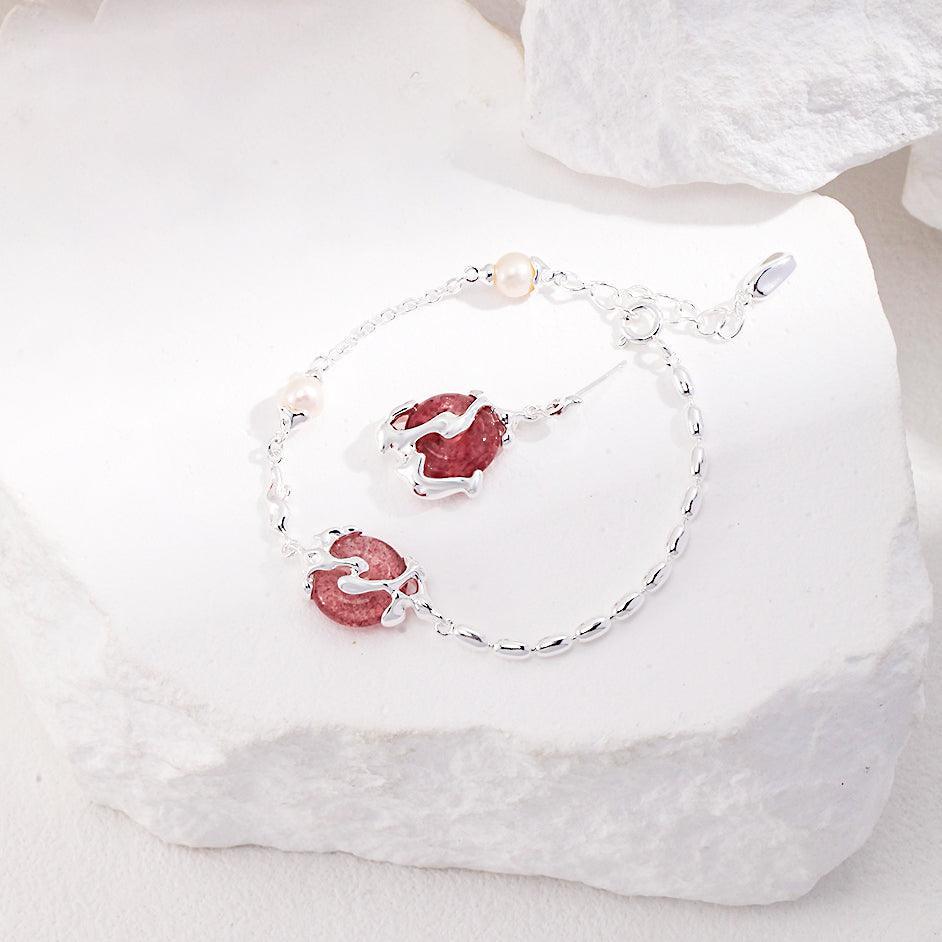 Strawberry Crystal Love Stone Bracelet