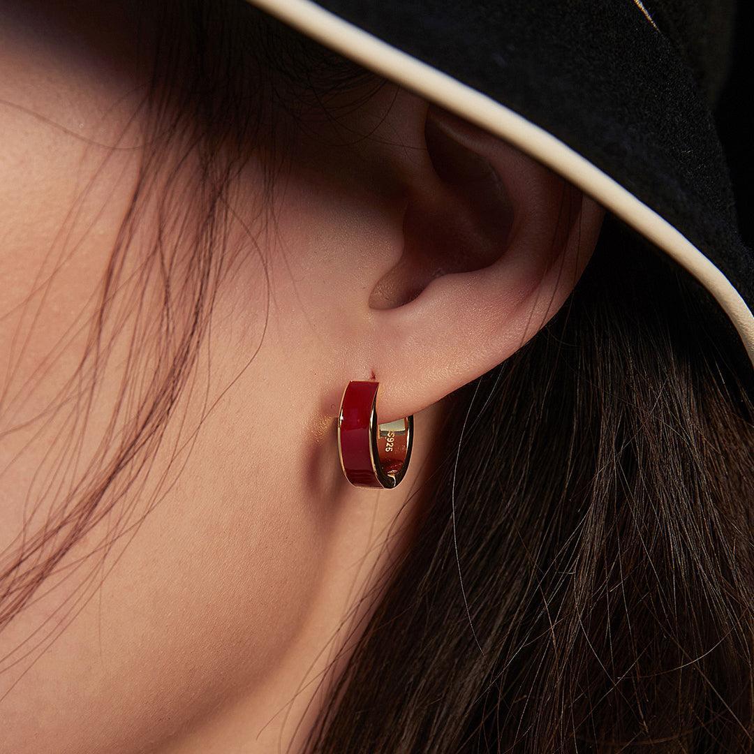 Red Drip Glaze Electroplated 14k Gold Handmade Earrings LAYUMI