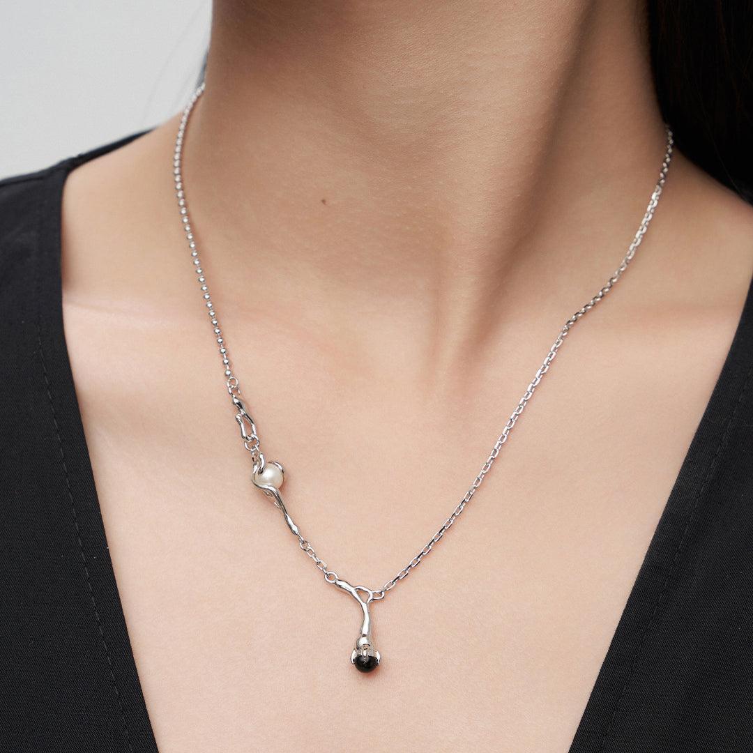 Agate Natural Pearl Necklace Plated 18k Gold