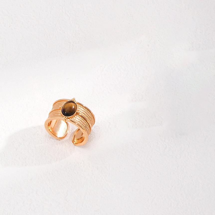 Electroplated 18K Gold Healing Energy Tiger Eye Ring| LAYUMI