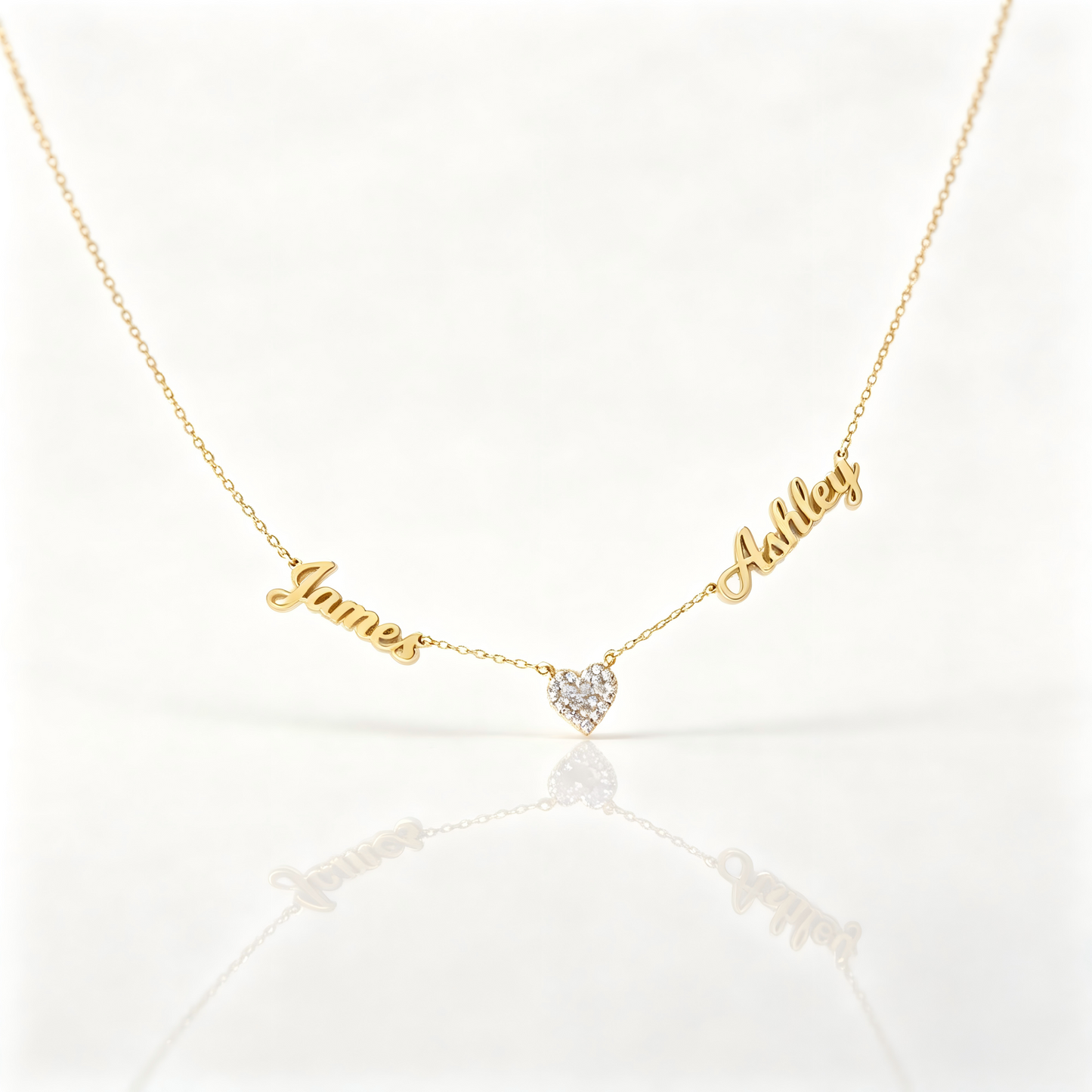 Personalized Two Name Necklace with Heart