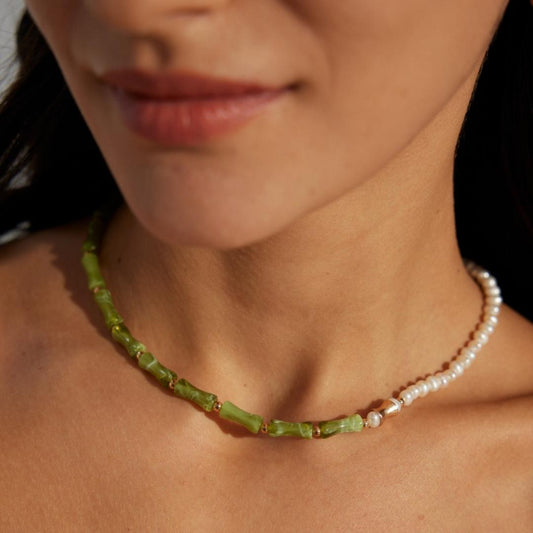 天幕（Celestial Veil）純銀竹節珍珠項鍊