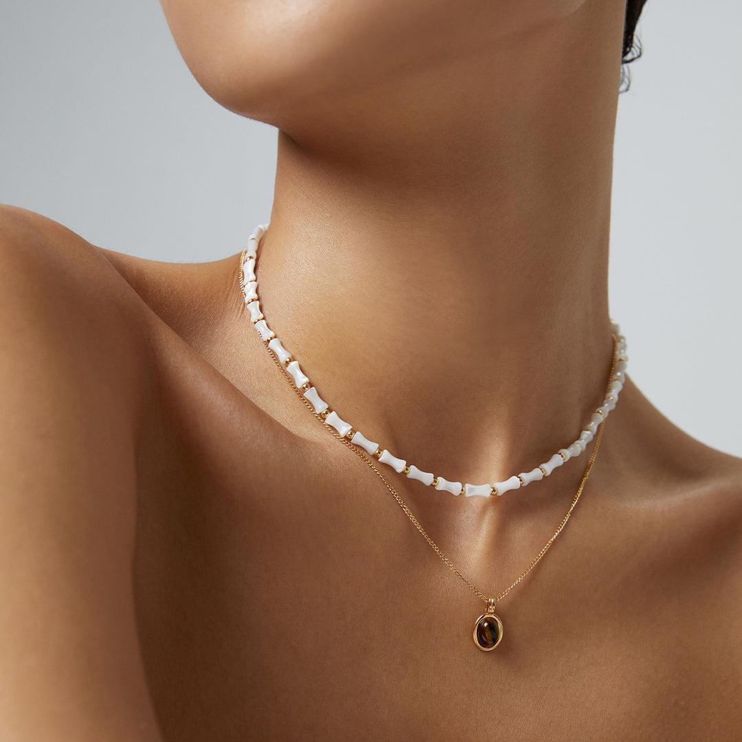 Tiger Eye Pearl Necklace Set