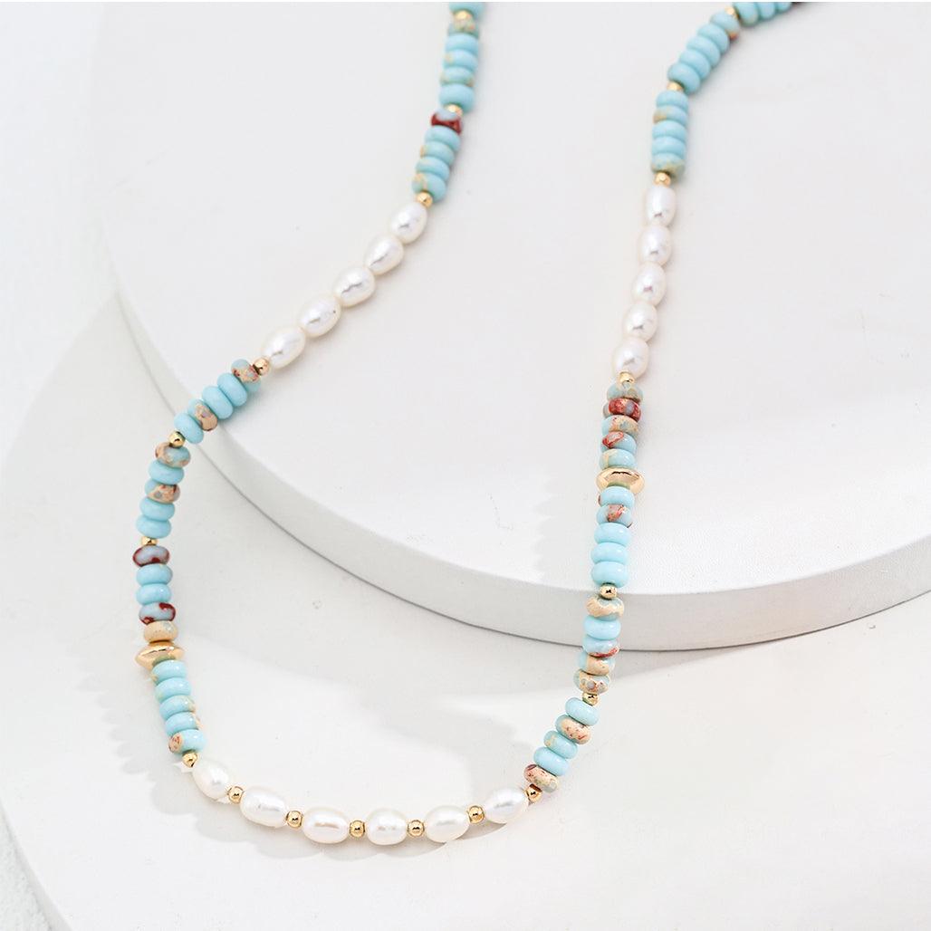 Blue Natural Stone Natural Pearl Necklace Jewelry