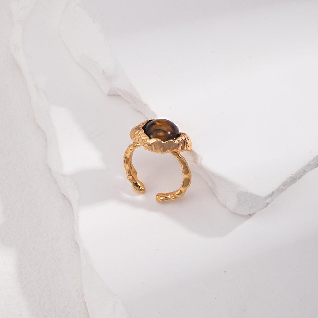 925 Sterling Silver Tiger Eye Adjustable Ring | LAYUMI