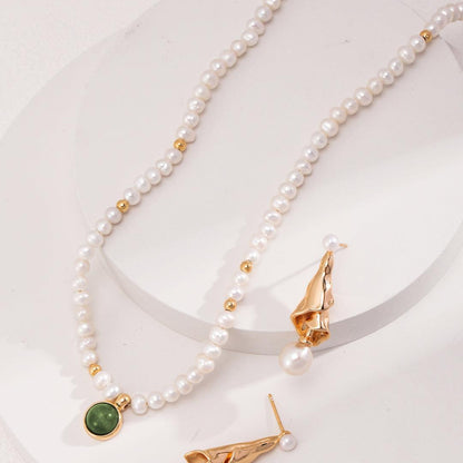 Agate Pearl Necklace Jewelry