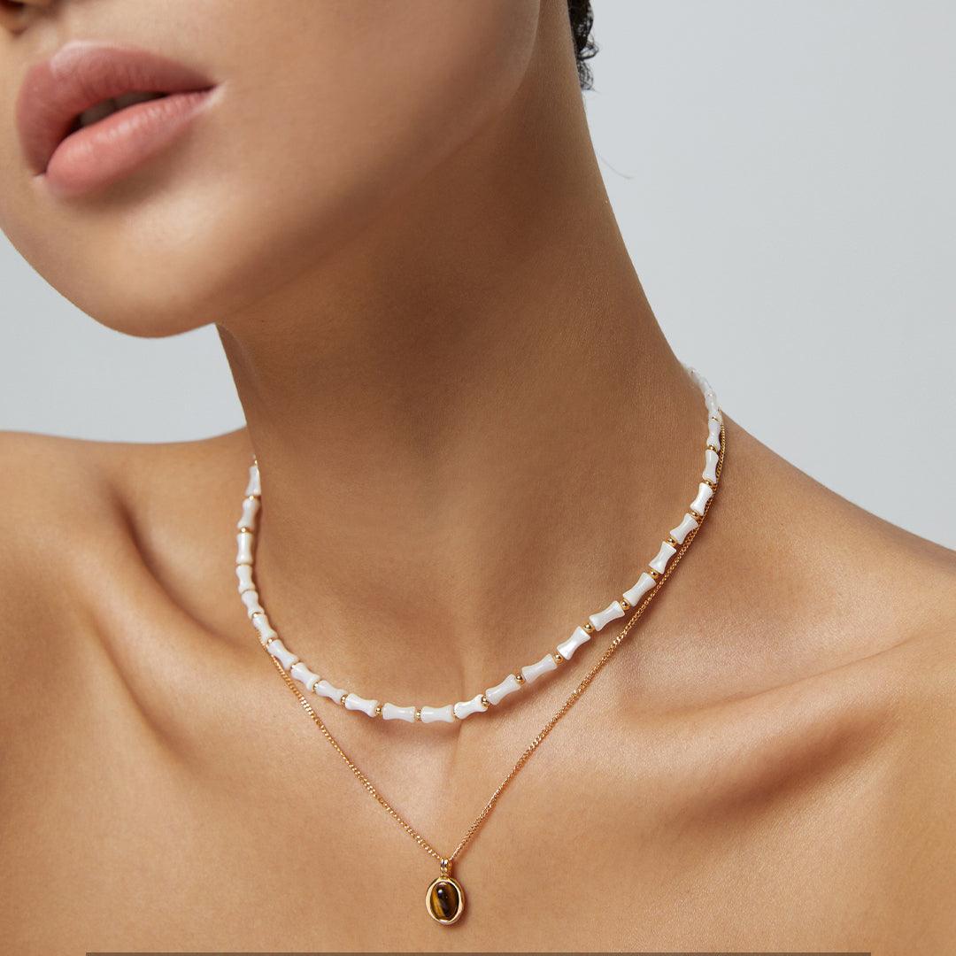 Tiger Eye Pearl Necklace Set