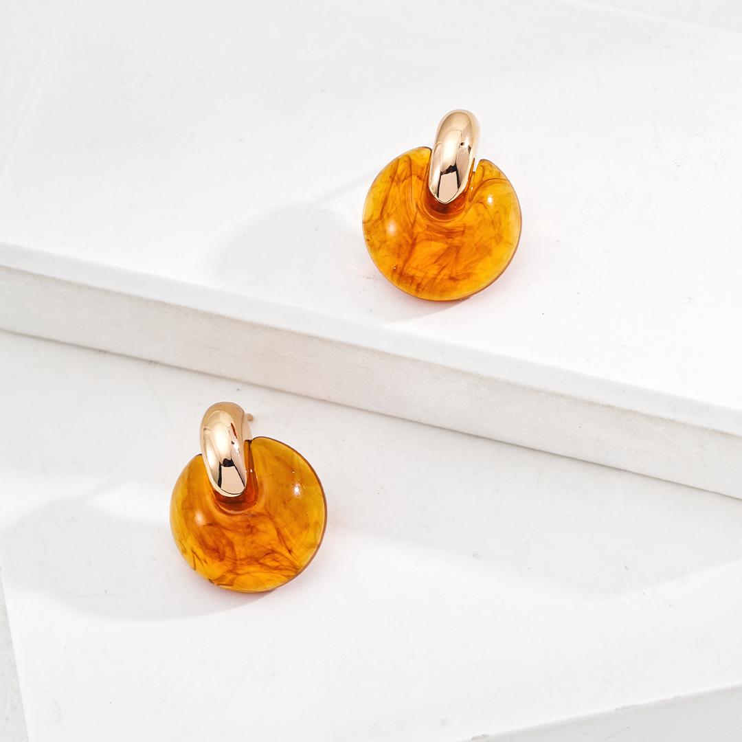 奇跡（Miracle）S925銀簡約仿琥珀耳環