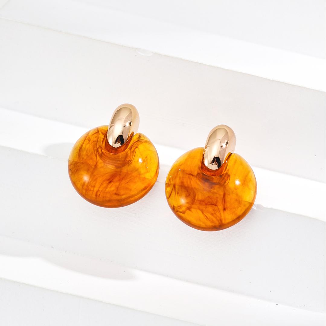 奇跡（Miracle）S925銀簡約仿琥珀耳環
