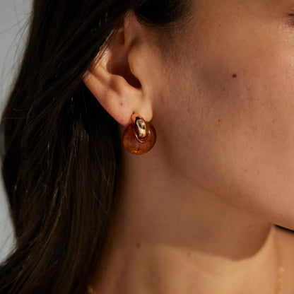 奇跡（Miracle）S925銀簡約仿琥珀耳環