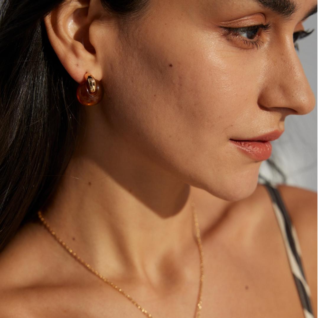 奇跡（Miracle）S925銀簡約仿琥珀耳環