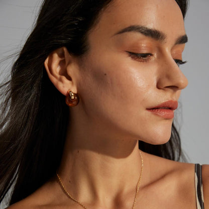 奇跡（Miracle）S925銀簡約仿琥珀耳環