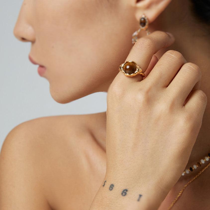 Stone of Confidence and Power Tiger's Eye Ring | LAYUMI